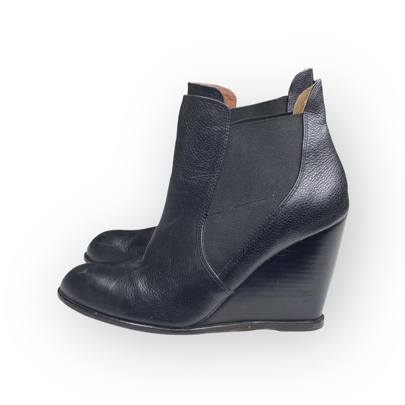 Corso Como  Edgy Biker Wedge Heel Platform Leather Boots Booties  Black 9.5M  - Picture 8 of 16